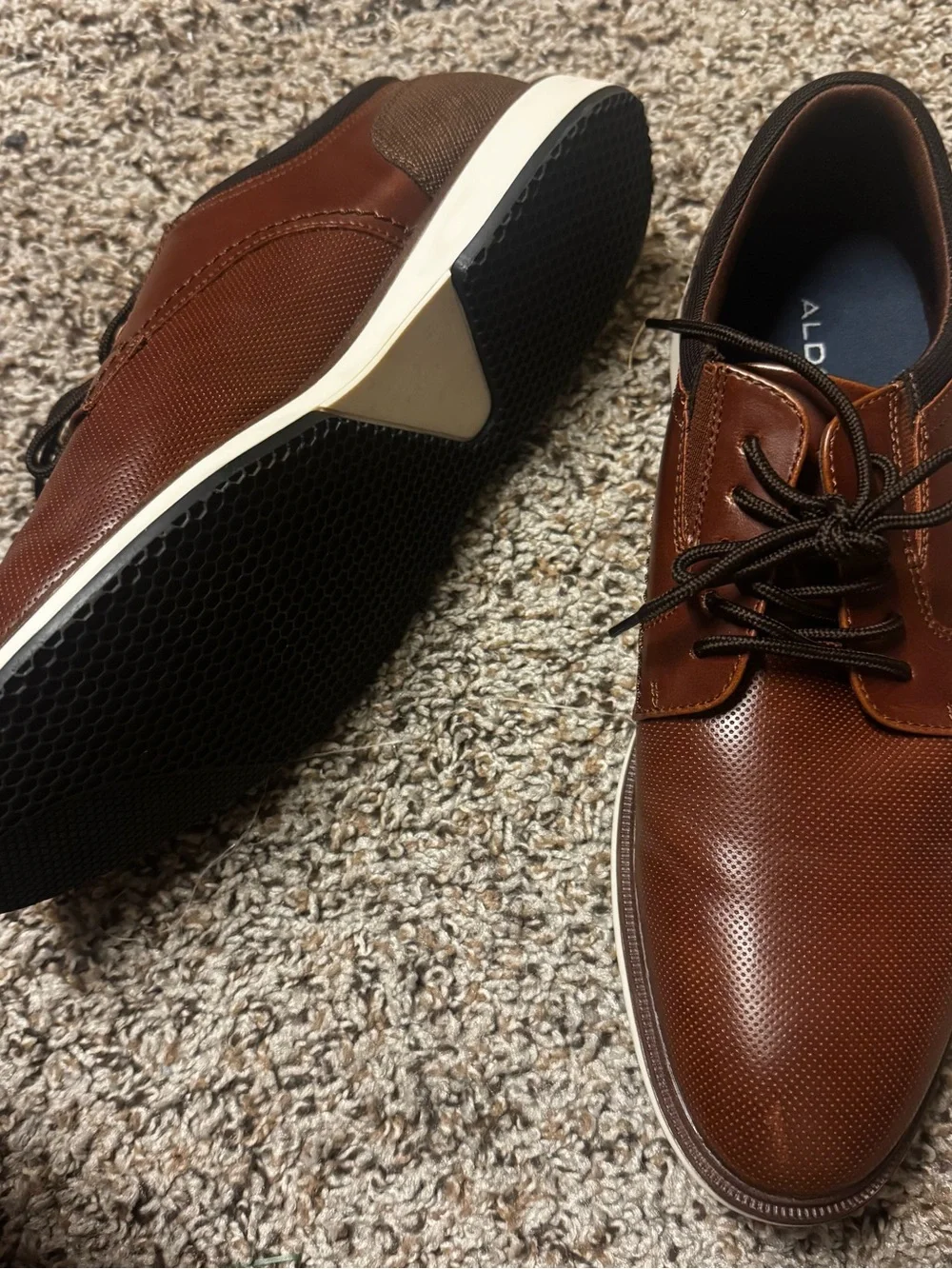 Aldo Men's Cognac Brown Textured Derby Lace-Ups